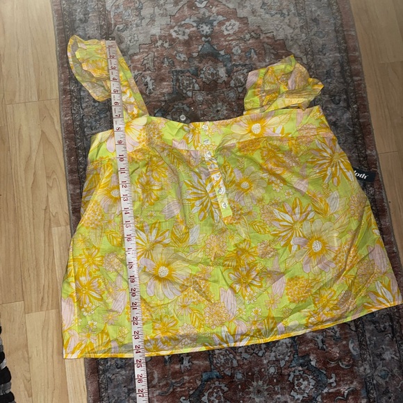 Modcloth NWT retro floral vibrant groovy lightweight ruffle tank top XL - Picture 6 of 8